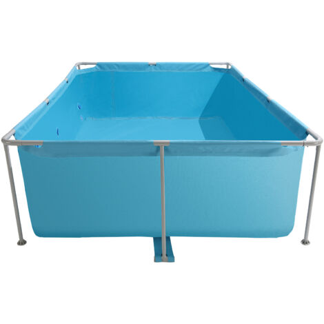 Mophorn Piscine hors sol rectangulaire avec cadre métallique, 3 x 2 x 0,76 m, en PVC robuste avec structure en acier, capacité de 3959 L, équipée d'un système de drainage à débit contrôlé, bleu (1/5)
