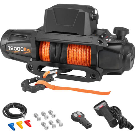 Mophorn Treuil électrique 12 V CC 5400 kg avec corde synthétique Φ 9,5 mm x 28 m, télécommande sans fil et filaire, étanchéité IP67, adapté au remorquage de SUV, jeep, remorque