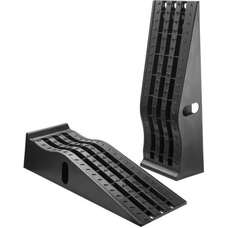 Mophorn Rampe de voiture, lot de 2, rampe d'accès portable à profil haut, capacité de charge de 5897 kg, hauteur de levage de 155 mm, idéale pour l'inspection et les réparations de camions, noire (1/5)