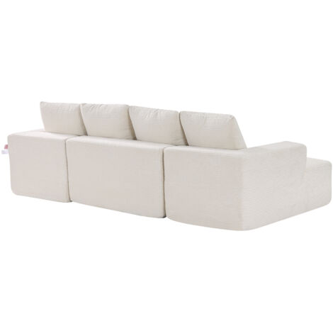Mophorn Canapé sectionnel modulaire en forme de U, avec méridienne, en velours côtelé rembourré, équipé d'une éponge à haute densité et rebond, avec coussin, idéal pour salon ou appartement, beige (1/5)