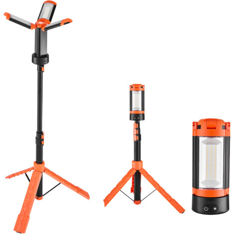 Mophorn Projecteur LED portable sur trépied amovible, 2200 LM, lampe de travail rechargeable sans fil pour camping, 13,2 Ah, avec trois têtes, lumière réglable 3000 K-6500 K, éclairage pratique (1/5)