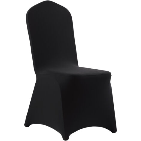 Mophorn Lot de 100 housses de chaise extensibles en polyester et élasthanne, idéales pour mariages, salles à manger et banquets, adaptées aux sièges jusqu'à 51x45x95 cm, noir