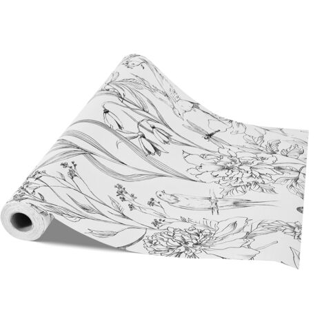 Mophorn Papier Peint Adhésif Mural, 45 cm x 10 m, Rouleau Vinyle Autocollant avec Motif Floral Botanique Blanc, Résistant à l'eau, Idéal pour Murs de Chambre, Cuisine, Salle de Bain et Bureau