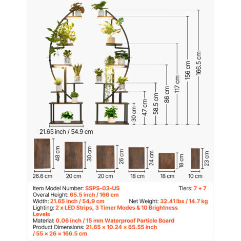 KOMFOTTEU Support Pour Plantes à 7 Niveaux, Étagère à Fleurs En