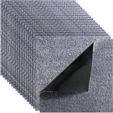Mophorn Dalle de moquette autocollante, 45,7 x 45,7 cm, lot de 10, couvrant 2 ㎡, épaisseur 12 mm, à poils ras, revêtement de sol modulaire doux et durable pour salon, bureau, chambre, gris