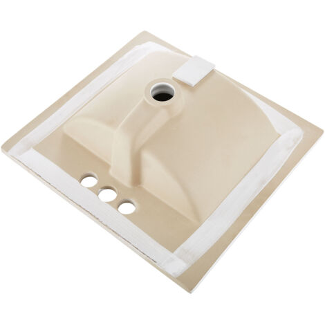 Mophorn Lavabo semi-encastré pour salle de bain, vasque rectangulaire en céramique blanche 510 x 465 mm avec trop-plein et 3 trous pour robinet, évier moderne encastrable, idéal pour maison et hôtel
