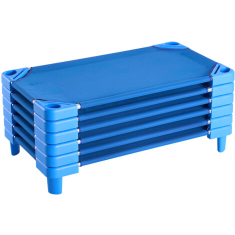 Mophorn Ensemble de lits empilables pour enfants, lot de 6, 42" L x 23" l, lits de sieste portables pour tout-petits, idéal pour la garderie et l'école maternelle, bleu - Assurer des siestes paisibles