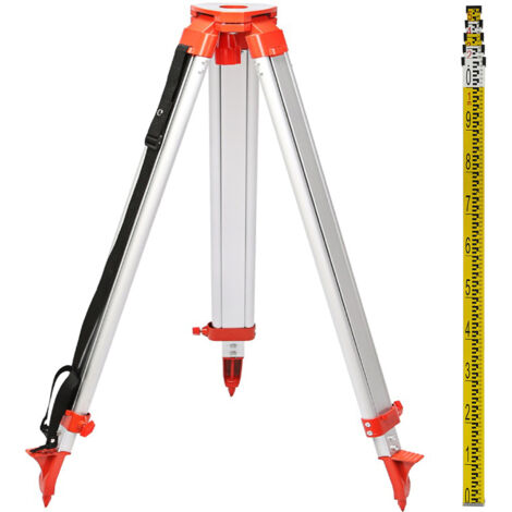 Mophorn Trépied en aluminium 1,65 m + mire de niveau laser basculante à 5 sections de 5 m pour niveau laser rotatif