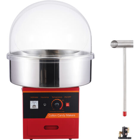 Mophorn Machine à barbe à papa électrique 1000 W, machine à barbe à papa commerciale avec couvercle, bol en acier inoxydable, cuillère à sucre et tiroir (rouge) (1/5)