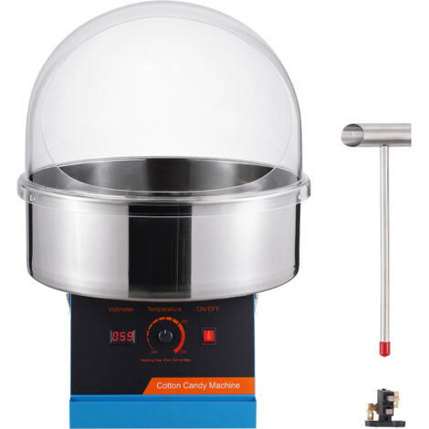 Mophorn Machine à barbe à papa électrique 1000 W, machine à barbe à papa commerciale avec bol en acier inoxydable, couvercle, cuillère à sucre, usage domestique (bleu)