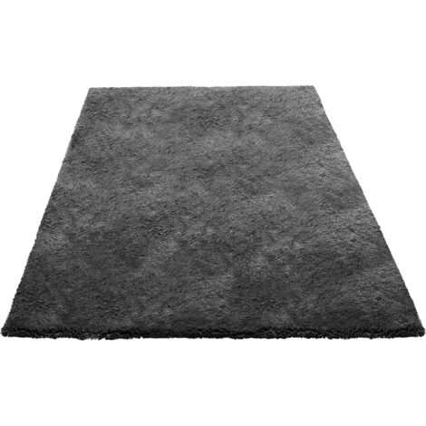 Mophorn Tapis Salon et Chambre 1,5 x 2,4 m - Tapis Moderne Rectangulaire Antidérapant, Doux et Moelleux avec Poils Longs, Envers Non Tissé, Idéal pour Décoration Intérieure, Salon, Gris Foncé (1/5)