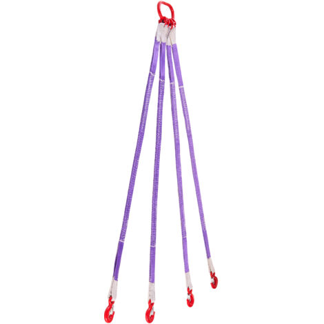 Mophorn Élingue de Levage à 4 Brins en Polyester avec Crochets, 1,5 m, Capacité de Charge 3 t à 60°, Sangles Robustes et Résistantes pour Chantiers, Usines, Quais et Fermes