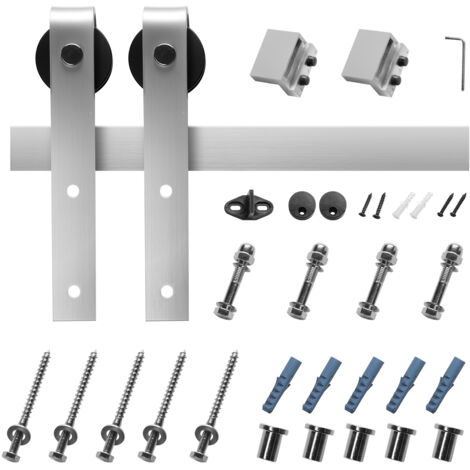 Mophorn Kit de quincaillerie pour porte coulissante de grange, 183 cm, rail robuste et rouleau J,capacité de 150 kg, adapté aux portes de 914,4 mm de largeur et 34,92-44,45 mm d'épaisseur