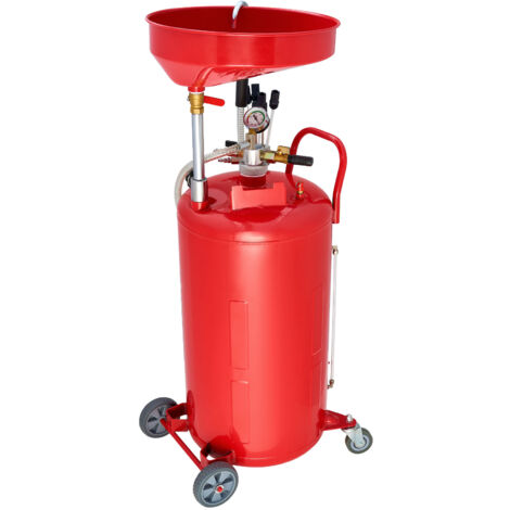 Mophorn Réservoir de vidange d'huile usagée 79,5 L, système portable pneumatique avec entonnoir ajustable, roues et dispositif de transfert pour ateliers de réparation automobile, rouge (1/5)