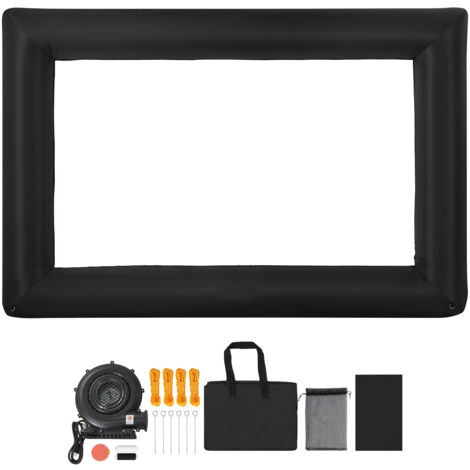 Mophorn Écran de projection gonflable 488 cm de diagonale, format 16:9, en tissu lavable 600D, avec sac de transport pratique, montage rapide, idéal pour extérieur, soirées à thème et jardin