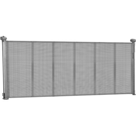 Mophorn Barrière de Sécurité Extensible Jusqu’à 180 cm Hauteur 87 cm, Barrière Rétractable pour Animaux, Clôture en Maille Facile à Installer, Idéale pour Chiens, Couloirs, Escaliers et Portes, Gris