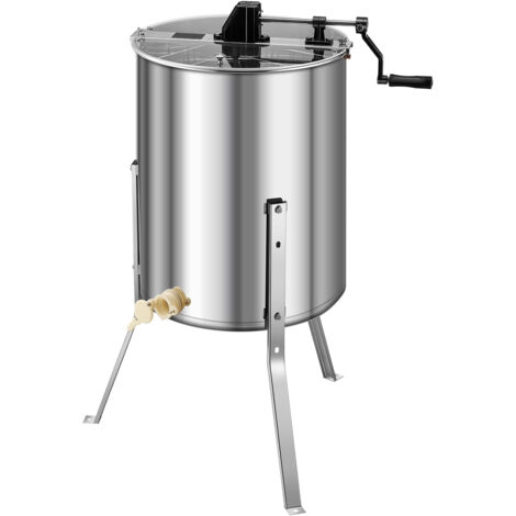 Mophorn Extracteur de miel manuel 4/8 cadres avec centrifugeuse en acier inoxydable, couvercle transparent et support ajustable, outil d'extraction de rayons de miel pour apiculture