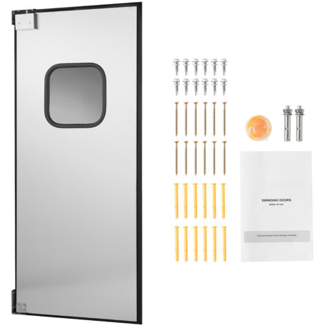 Mophorn Porte battante en acier inoxydable à panneau unique pour ouverture de 91x213 cm, avec trous pré-percés, ensemble d'accessoires, installation aisée, fonctionnement fluide et silencieux