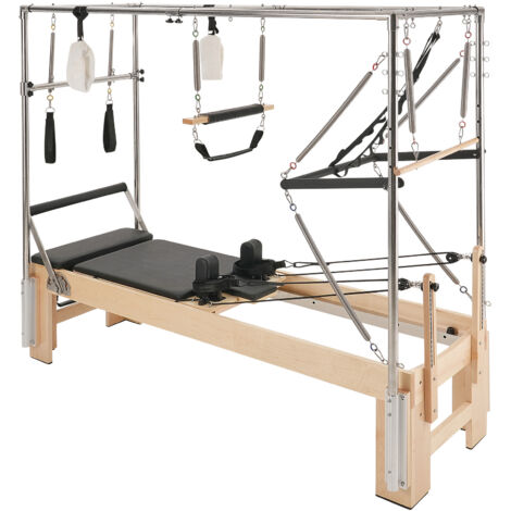Mophorn Reformer Pilates en bois pour débutants et confirmés, appareil de yoga avec double résistance, boîte et planche de saut, capacité de charge 181,44 kg, idéal pour l'entraînement à domicile