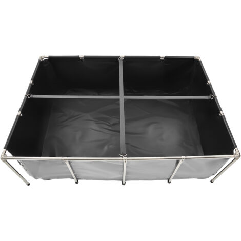 Mophorn Bassin à poissons hors sol, capacité de 1781,3 L,étang en toile PVC avec panneau transparent,structure en acier inoxydable et vanne de vidange, idéal pour poissons rouges, carpes et koïs, noir