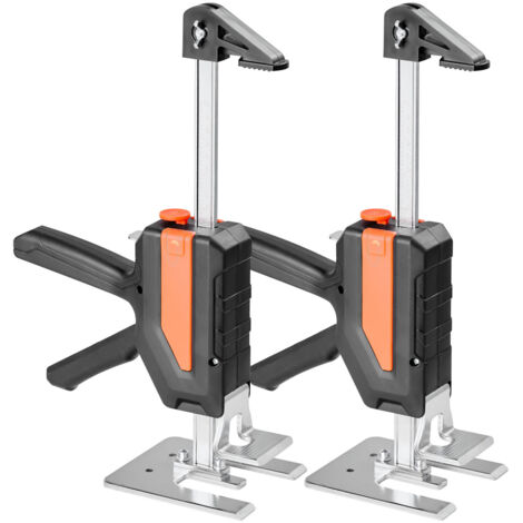 Mophorn Cric à bras 2 pièces, outil de levage manuel pour meubles, portes et plaques, capacité 200 kg, hauteur maximale 19,5 cm, avec niveau magnétique et 2 modes de réglage, noir (1/5)