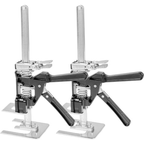 Mophorn Cric à Bras 2 Pièces, Outil de Levage pour Meubles et Plaques avec Capacité de 200 kg, Hauteur Maximale de 16,5 cm, Niveau Magnétique Intégré, Réglages Multiples, Noire (1/5)