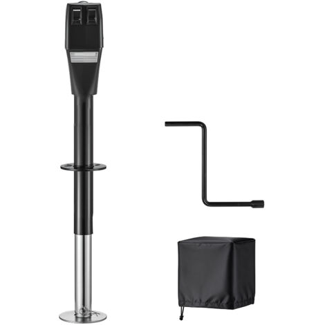 Mophorn Cric Électrique pour Remorque, Capacité de 2268kg, Hauteur de Levage 230-686mm, Adapté aux Caravanes et Camping-cars, avec Connecteur 13 Broches, Housse Imperméable, LED, Alimentation 12 V CC (1/5)