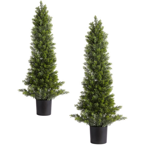 Mophorn Lot de 2 arbres topiaires artificiels en cèdre de 914 mm, plantes décoratives réalistes pour usage intérieur et extérieur : porche, terrasse, jardin, balcon, arrière-cour ou bureau (1/5)