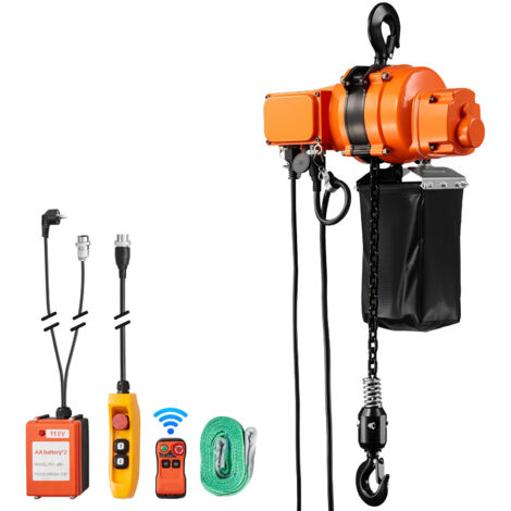 Mophorn Palan électrique à chaîne 500 kg avec une hauteur de levage de 6 m. Fonctionne en monophasé 230 V, équipé d'une télécommande sans fil (portée 100 m) et d'une commande filaire (4,5 m) (1/5)