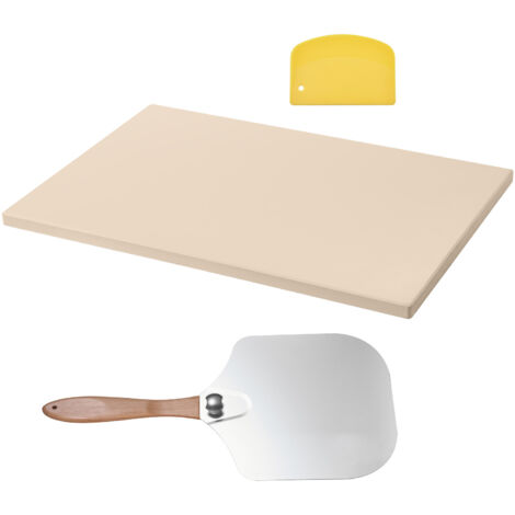 Mophorn Pierre à pizza rectangulaire en cordiérite 50,8 x 35,5 cm, surface de cuisson spacieuse avec pelle en aluminium, résistante aux températures élevées, épaisseur 1,5 cm, idéale pour four