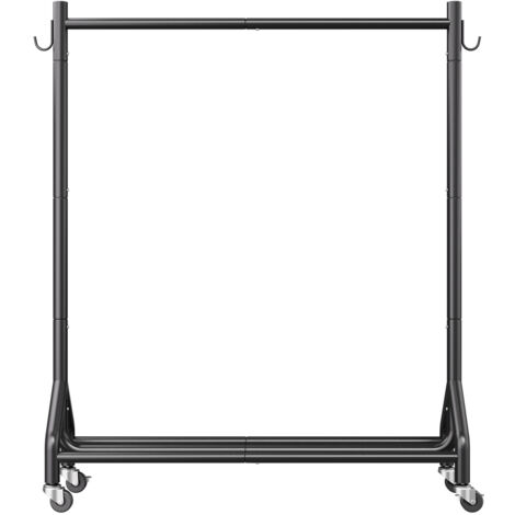 Mophorn Portant à vêtements mobile avec roulettes, structure robuste en acier carbone, équipé d'une barre de suspension et de crochets latéraux, capacité de charge de 90 kg, idéal pour chambre (1/5)