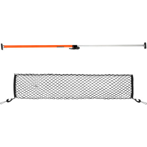 Mophorn Barre de chargement à cliquet réglable 101-185 cm, stabilisateur robuste en acier avec filet de rangement et patins antidérapants, tige télescopique pour SUV