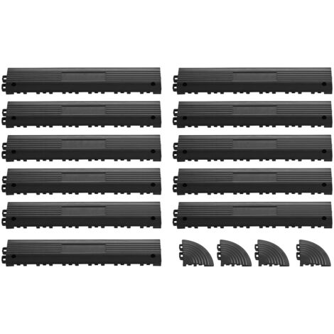 Mophorn Kit de bordures de finition pour dalle de sol, 11 pièces, rampe de transition pour sol de garage, adapté aux zones humides et restaurants, modulaire et emboîtable en PP