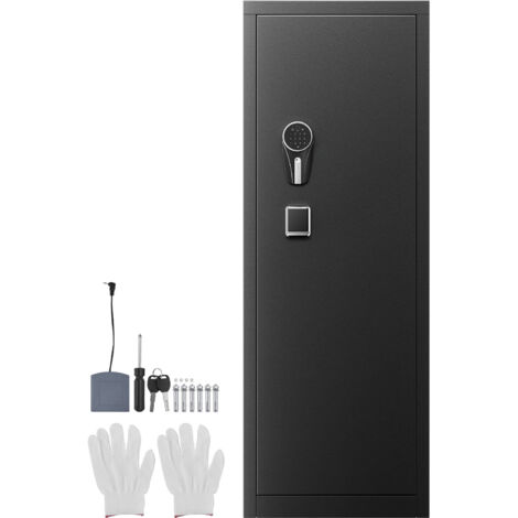 Mophorn Armoire à fusils 8-10, coffre-fort sécurisé avec verrouillage par empreinte digitale, code et clés, doté de 3 poches pour pistolets et supports ajustables, accès rapide, idéal pour la maison