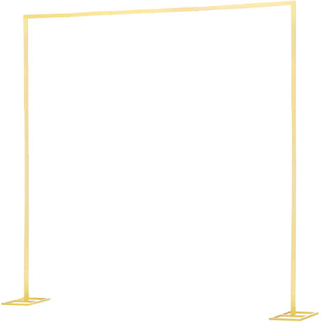 Mophorn Arche de mariage carrée 2,4 x 2,4 m, structure métallique stable avec tubes carrés pour décorations de mariage, anniversaires, remises de diplômes, cérémonies et célébrations, couleur dorée