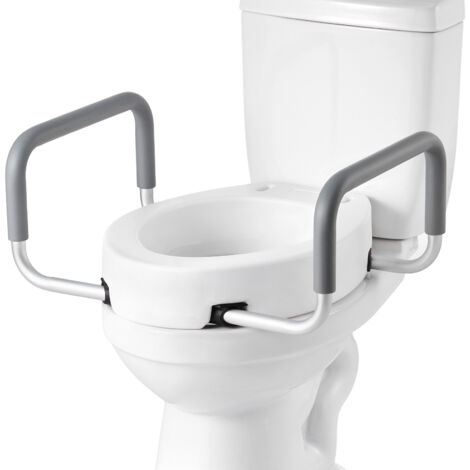Mophorn Réhausseur de Toilette avec Accoudoirs, Capacité de Charge 136 kg et Hauteur Ajustable de 8,9 cm, Siège Élevé avec Poignées Confortables pour Personnes Âgées ou à Mobilité Réduite