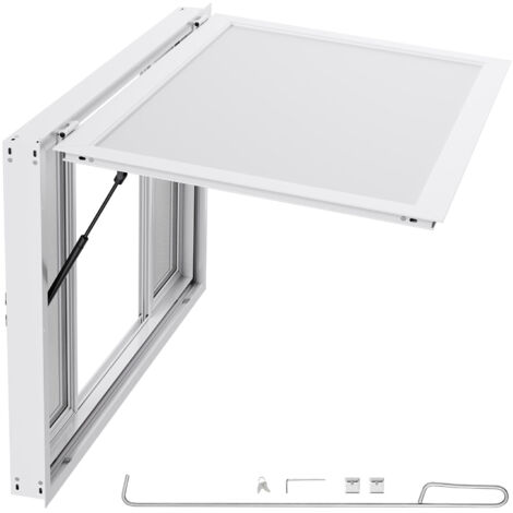 Mophorn Fenêtre de service pour camion-restaurant 134,6x83,8 cm, conçue pour les stands de vente, avec cadre en alliage d'aluminium, 4 moustiquaires, porte à auvent et crochet de traction (1/5)