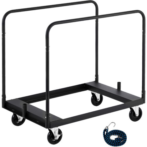 Mophorn Chariot pour plaques de plâtre, capacité de charge 816,5 kg, conçu pour le transport de panneaux de cloison sèche, équipé de roulettes pivotantes, sangle d'arrimage et rampes latérales, noir