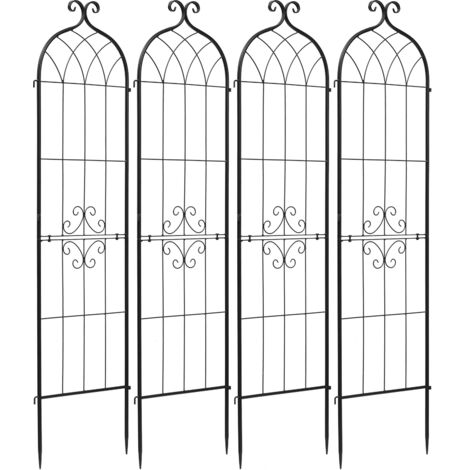 Mophorn Treillis de Jardin en Métal 40,5x152 cm Lot de 4 Supports pour Plantes Grimpantes, Idéal pour Rosiers, Tomates, Concombres, Fleurs et Légumes, avec Revêtement en Poudre et Système de Fixation (1/5)