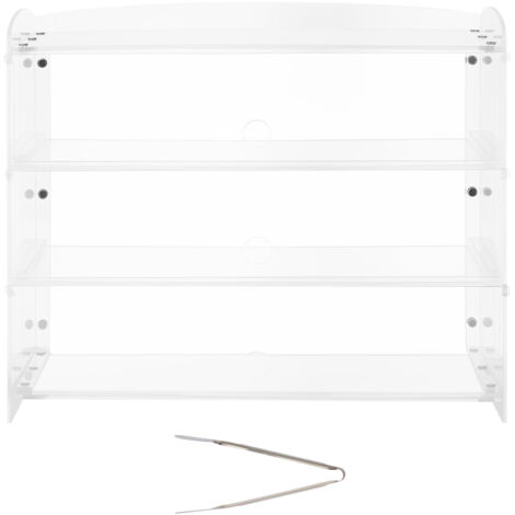 Mophorn Vitrine comptoir de boulangerie 48,2x23,2x38 cm à 3 niveaux, présentoir à pâtisserie en acrylique transparent, idéal pour biscuits, desserts, beignets et pains, avec porte relevable (1/5)