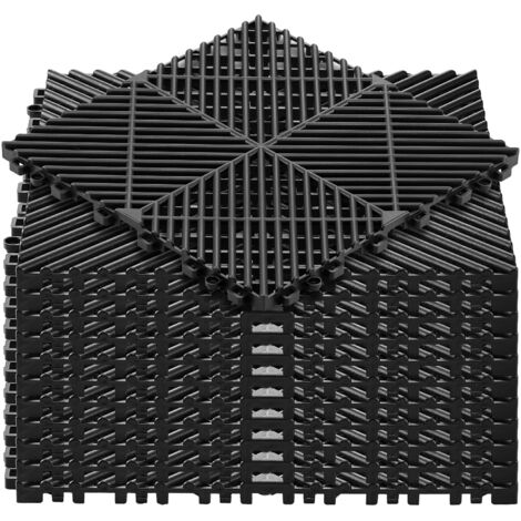 Mophorn Dalles de sol clipsables pour garage, lot de 12, tapis modulaires en PP avec système d'emboîtement antidérapant, idéales pour terrasse, jardin, piscine, spa et sous-sol, 310x310 mm, noir