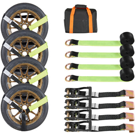 Mophorn Sangles d'Arrimage de Roue avec Crochet Plat, Kit de Fixation pour Véhicules avec Capacité de Charge de 1512 kg, Résistance Maximale à la Rupture de 4540 kg, Solution d'Arrimage pour VTT, Moto (1/5)