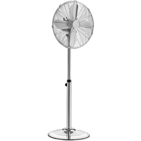 Mophorn Ventilateur sur pied 55 W avec oscillation horizontale de 75°, diamètre de 40 cm. Hauteur réglable de 88,5 à 123 cm, 3 vitesses disponibles, robuste avec poignée intégrée, coloris argent. (1/5)