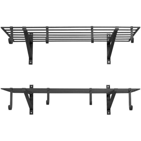 Mophorn Étagère murale à 2 niveaux pour garage, dimensions 122x61,5x30,5 cm, idéale pour garages, buanderies et ateliers.  Capacité de charge : 118 kg par niveau, charge totale 235 kg, coloris noir.