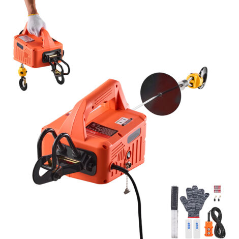 Mophorn Palan Électrique Portable 3 en 1 avec Treuil 500 kg, 1500 W, pour Usine, Entrepôt et Garage, Hauteur de Levage 7,6 m, Vitesse 5 m/min, Commande Manuelle et Télécommande Filaire/Sans Fil