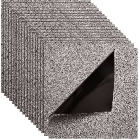 Mophorn Dalle de moquette autocollante,45,7 x 45,7cm,lot de 10, surface uniforme de 2 m²,épaisseur de 12 mm, revêtement de sol doux et modulaire carré, adapté au salon, bureau ou chambre, marron foncé