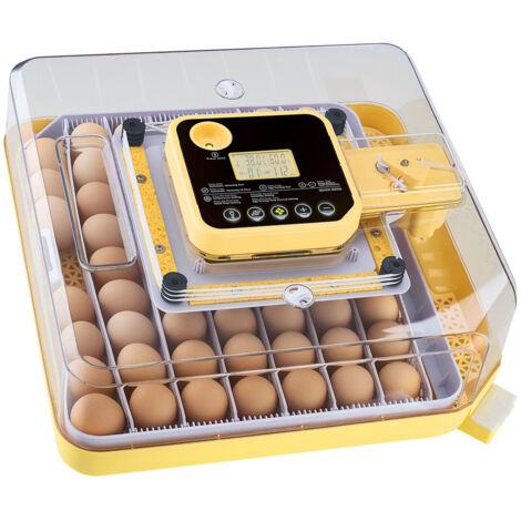 Mophorn Couveuse Automatique pour 48 Œufs - Incubateur pour Poules, Canards, Oies et Cailles, avec Mire LED, Contrôle de la Température et de l'Humidité, Fenêtre Transparente à 360°
