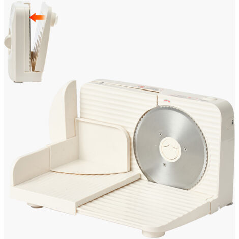 Mophorn Trancheuse Électrique 180 W, Appareil de Coupe avec Lame de 170 mm, Vitesse Ajustable de 60 à 90 tr/min, Épaisseur Modifiable de 0 à 15 mm, Idéal pour Viande Congelée, Jambon, Pain et Steaks (1/5)