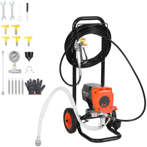 Mophorn Pulvérisateur de peinture sans air avec support, système de pulvérisation 900 W, 3300 PSI, équipé d'un chariot, brosse, tuyau, rallonge et buses, idéal pour décoration intérieure et clôtures (1/5)