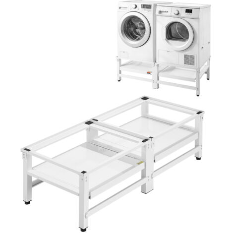 Mophorn Socle pour Lave-Linge 37 cm, Support Élévateur pour Machine à Laver, Capacité 318 kg, Plateau Coulissant pour Sèche-linge ou Réfrigérateur, Structure en Acier, Blanc, Lot de 2